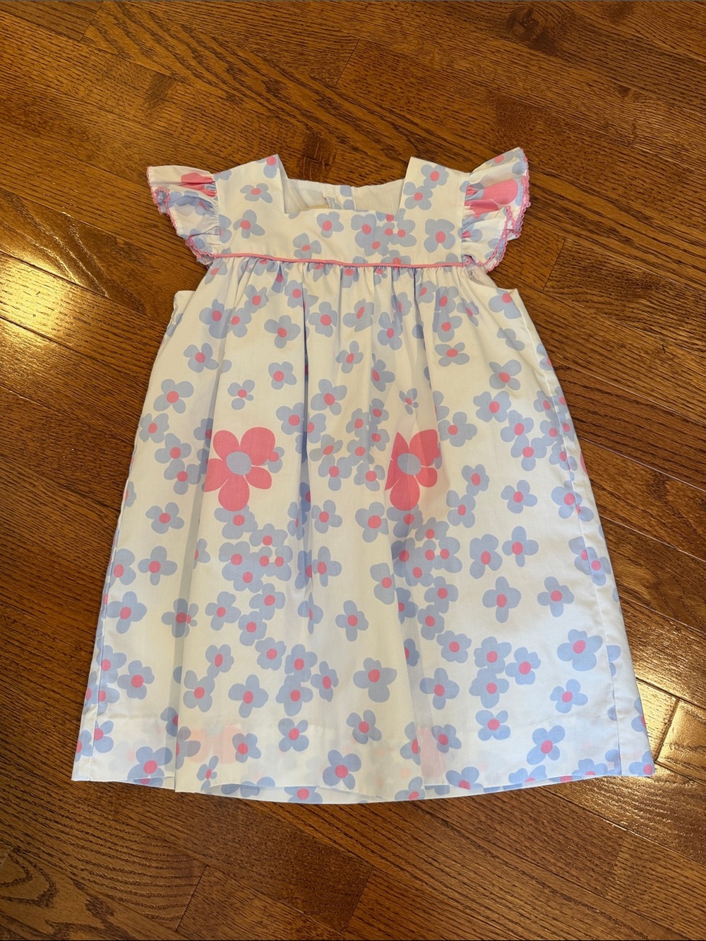 The Beaufort Bonnet Company White Cotton Dress with Pink & Lavender Flowers